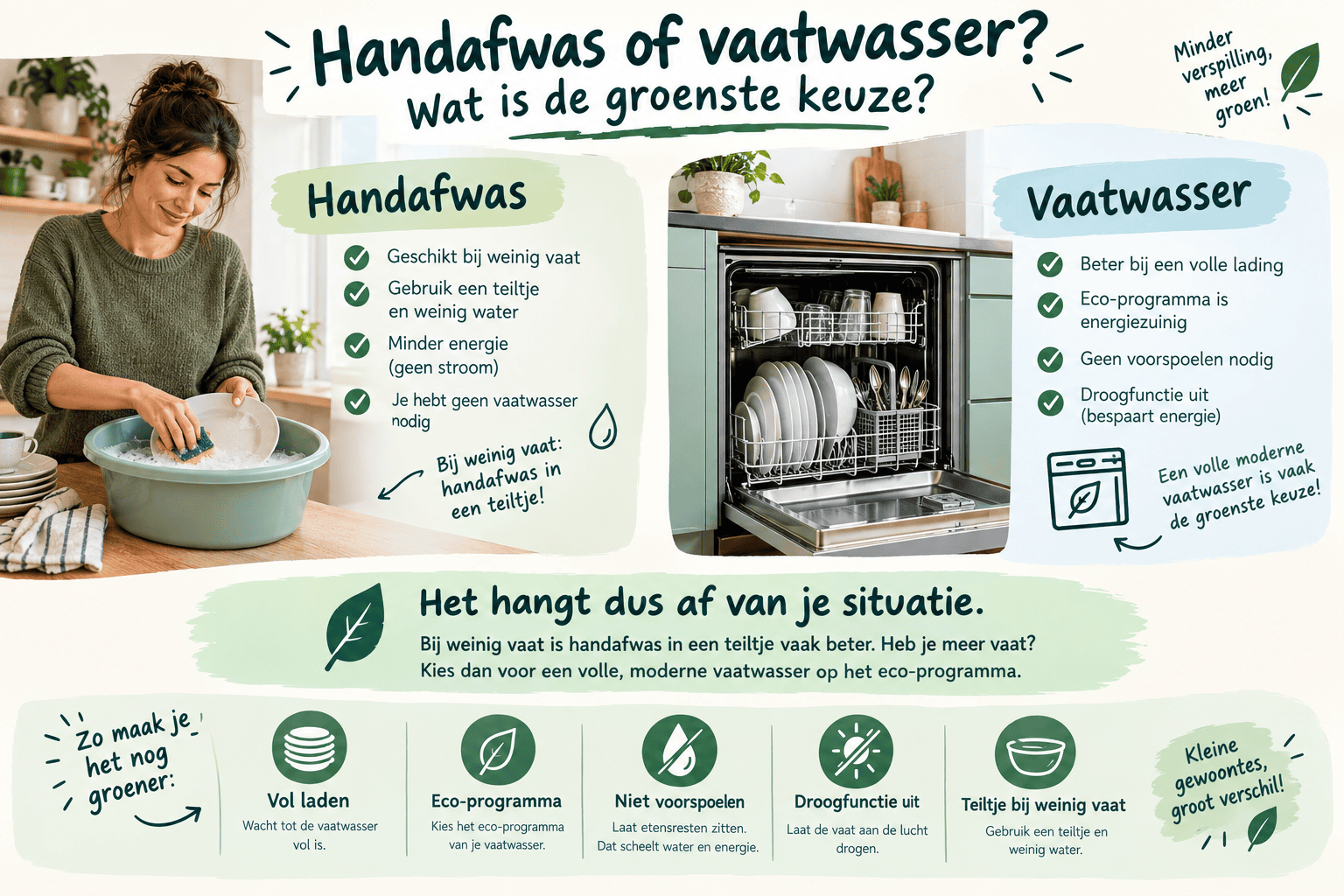 Handafwas of vaatwasser: wat is de groenste keuze?