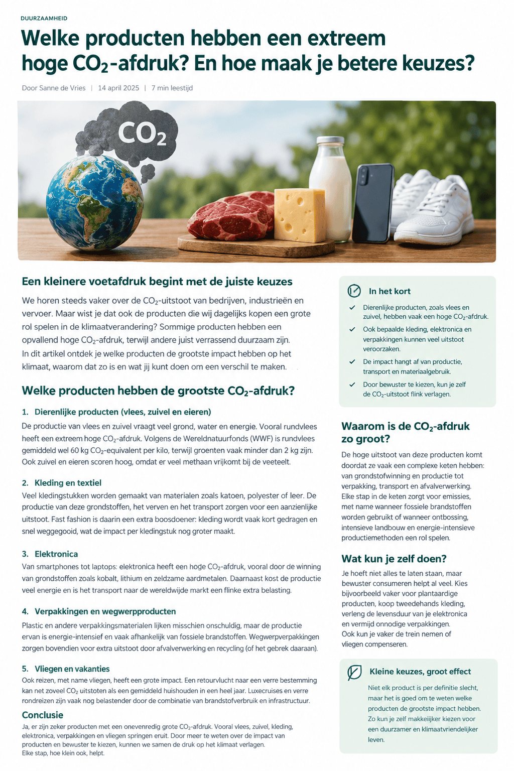 Welke producten hebben een extreem hoge CO₂-voetafdruk? Ontdek de grootste vervuilers