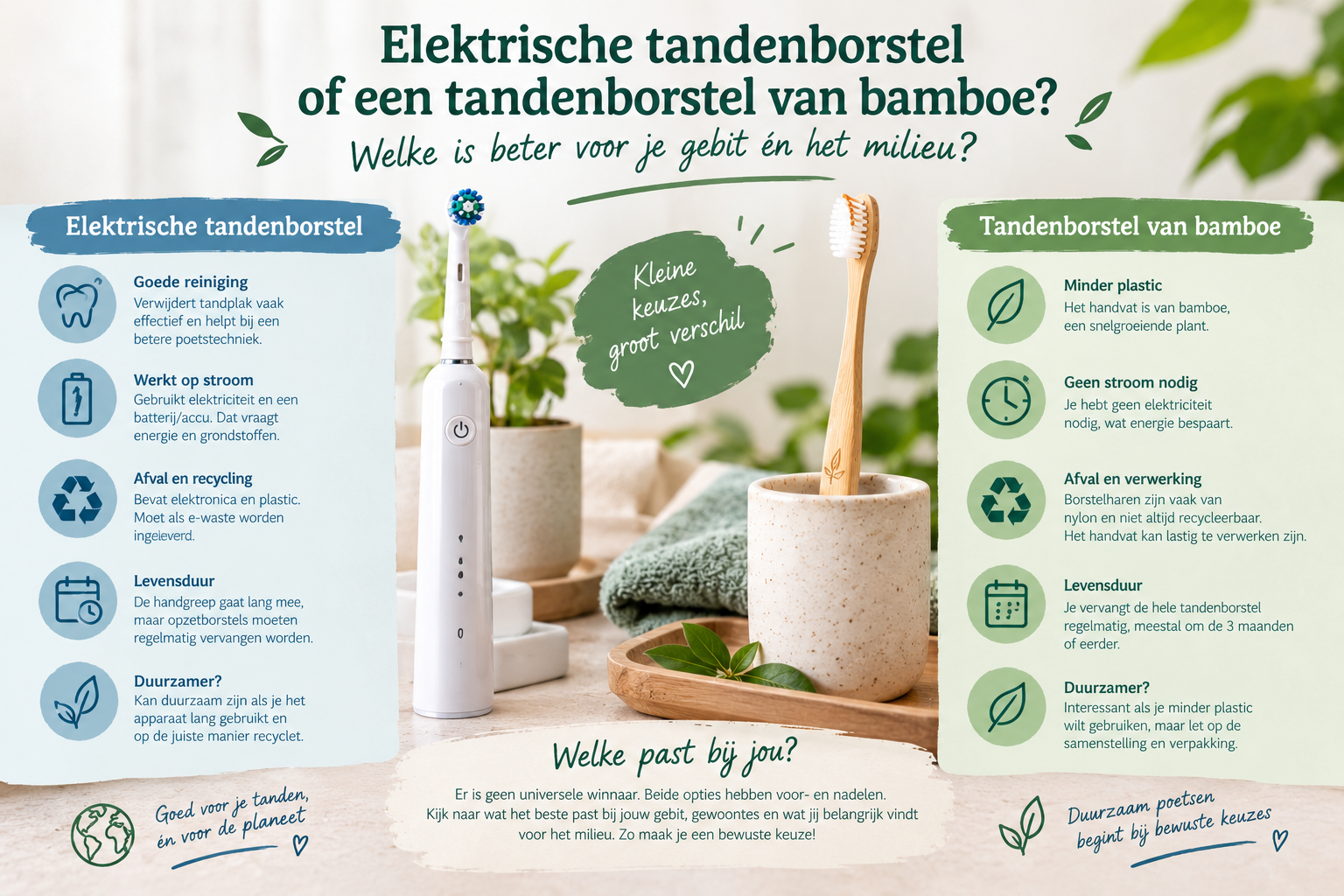 Kies je een elektrische tandenborstel of een tandenborstel van bamboe?