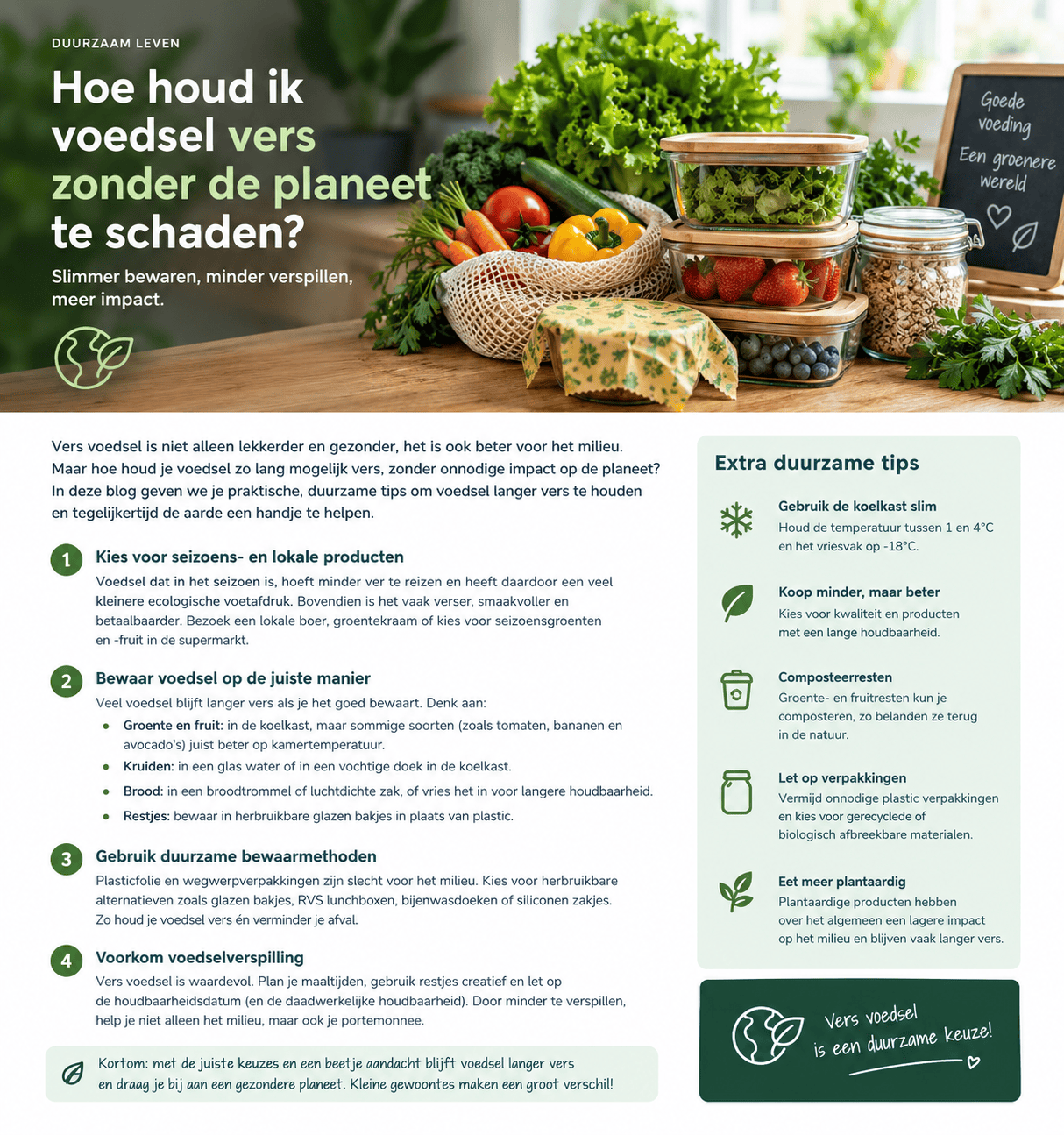 Duurzaam voedsel bewaren: zo blijft je eten langer vers
